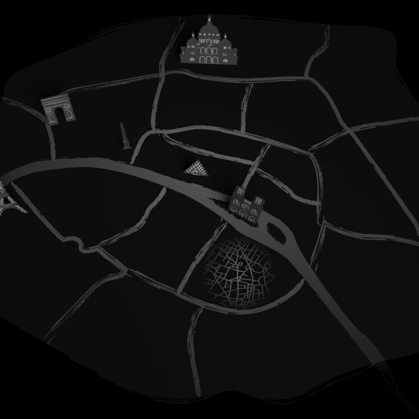 Animation 2D d'une carte de Paris | CLIENT : Julien Jean